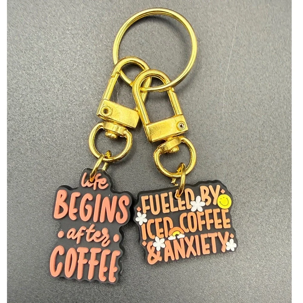 Coffee Lover Keychain Life Begins After Coffee Fueled By Iced Coffee Anxiety